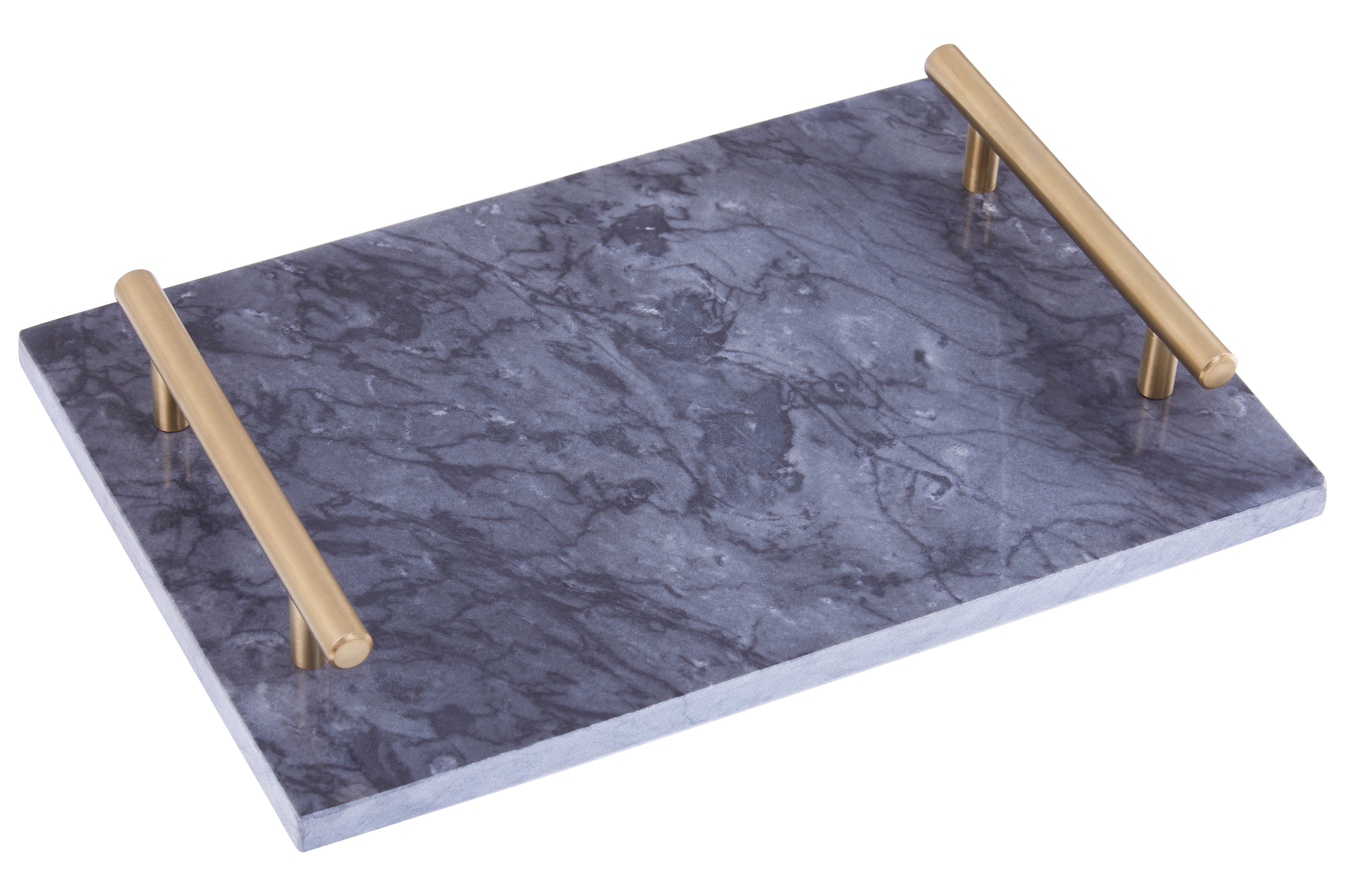 Karter Black Marble Serving Board with Gold Handles